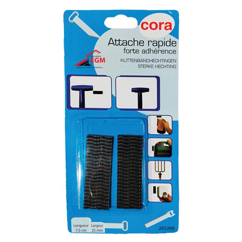 ATTACHES RAPIDES FORTE ADHERENCE 7.5CMX25MM NOIR CORA