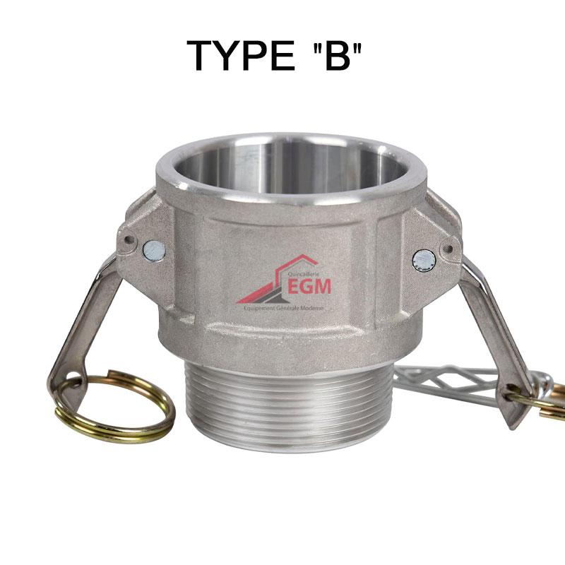 RACCORD A CAME COUPLEUR FILTE MALE EN ALUMINUM TYPE "B"