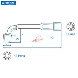 CLÉ À PIPE DÉBOUCHÉE 12 PANS x 6 PANS KING TONY - Image 2
