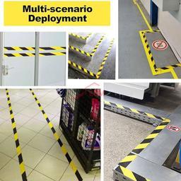 ROULEAU RUBAN SIGNALISATION ADHESIF JAUNE ET NOIR 50MMX33M VE-QE - Image 4