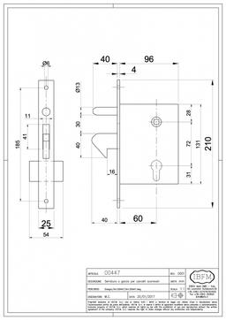 SERRURE A CROCHET POUR PORTRAIL SANS GACHE+CYL ART.447 GM IBFM - Image 2