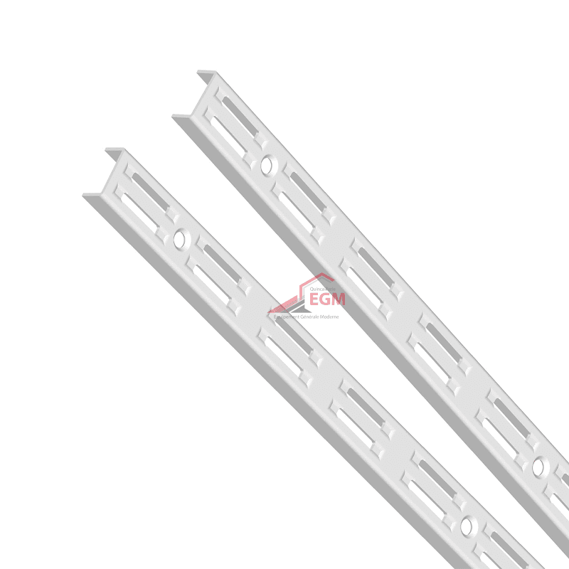 CREMAILLERE DOUBLE POUR FIXATION MURAL BLANC