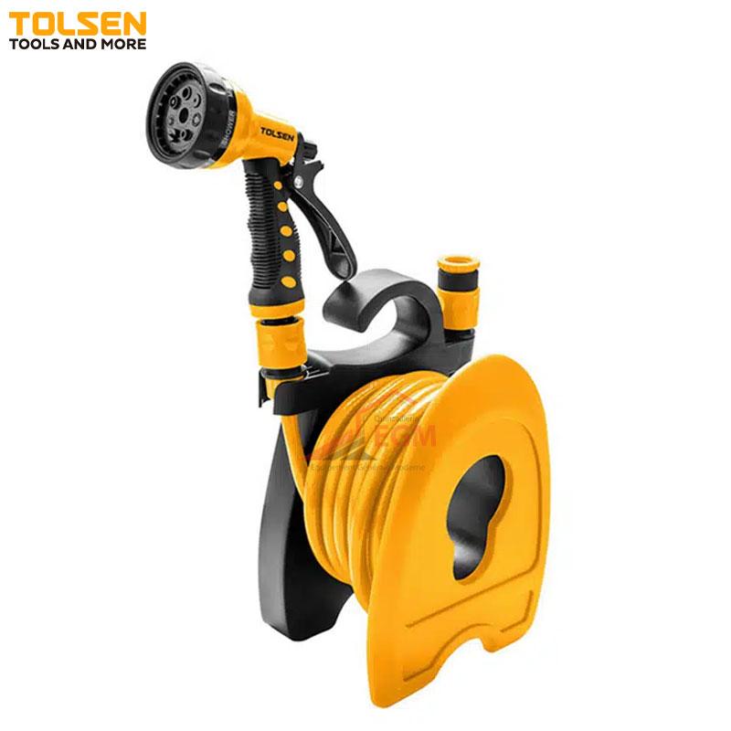 ENROULEUR TUYAU DE JARDIN AVEC PISTOLET & RACCORD LONG 10MT TOLSEN