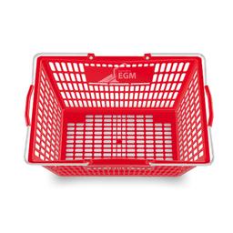 PANIER SIMPLE EN PLASTIQUE ROUGE 28L A 2 BRAS METALIQUE - Image 5