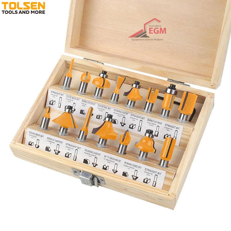 PACK DE 15 FRAISE DEFONCEUSE A BOIS TOLSEN