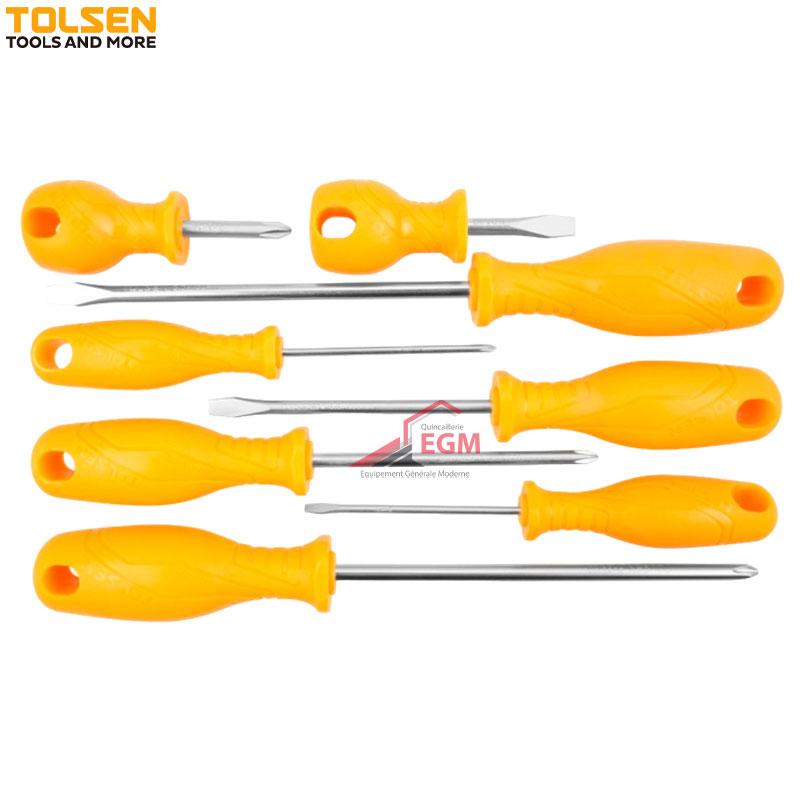 JX DE TOURNEVIS 8PCS POIGNEE ANTIDERAPANTE TOLSEN