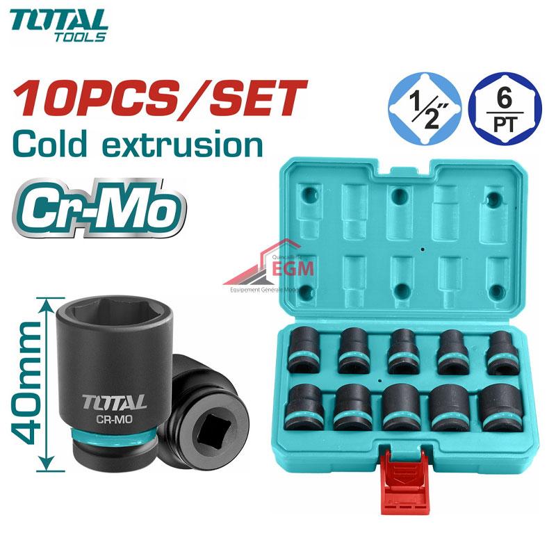 COFFRET CLE DOUILLE IMPACT 1/2" 10PCS TOTAL