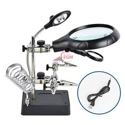 TROISIEME MAIN AVEC LOUPE DE SOUDURE LED AUXILIAIRE 3EN1 AVEC SUPPORT FER A SOUDER - Image 1