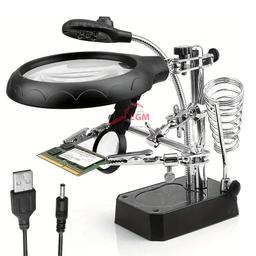 TROISIEME MAIN AVEC LOUPE DE SOUDURE LED AUXILIAIRE 3EN1 AVEC SUPPORT FER A SOUDER - Image 4