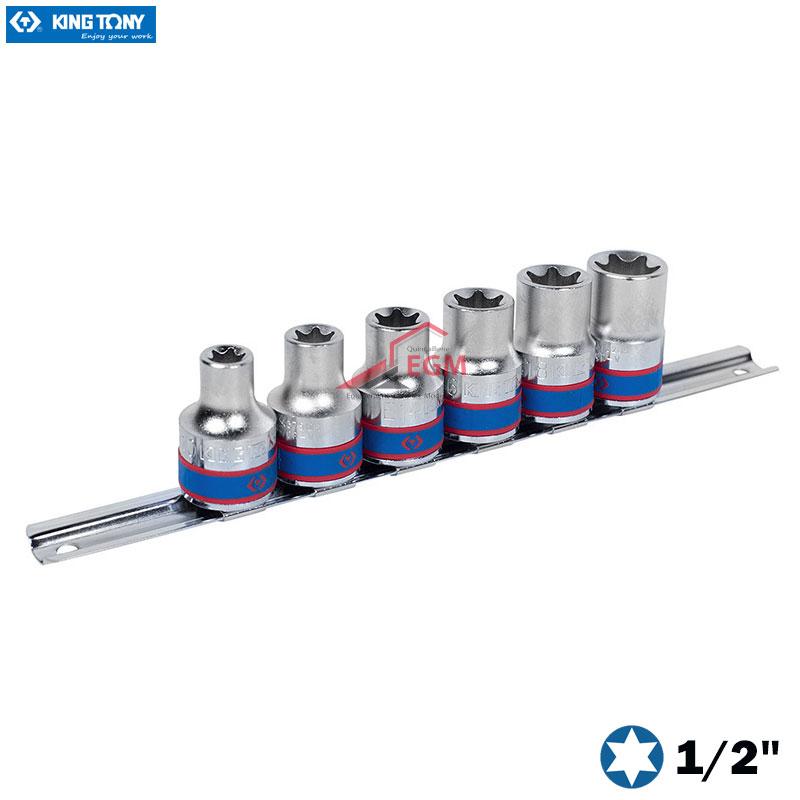 JEUX CLE A DOUILLE 1/2" TORX FEMELLE 6PCS E10-E20 KING TONY