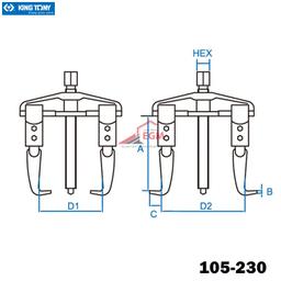 ARRACHE ROULEMENT 2 BRAS AJUSTABLE 105-230 KING TONY - Image 2