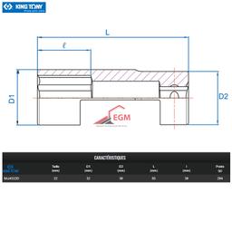 DOUILLE POUR LE SONDE LAMBDA 85MM 1/2" 22MM KING TONY - Image 2
