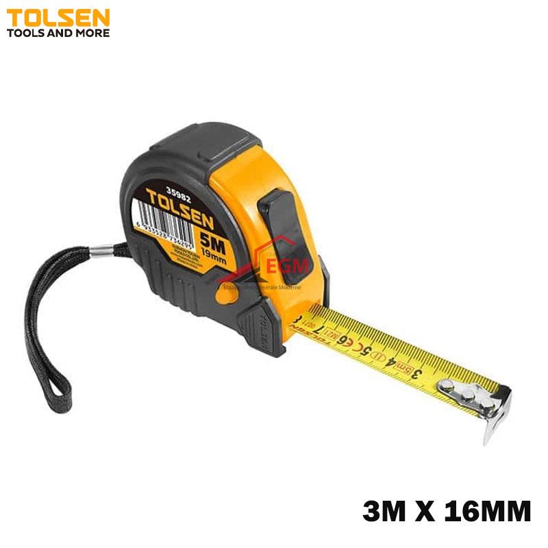 ROULETTE DE MESURE 3MX16MM INDUSTRIEL ANTI-CHOC TOLSEN