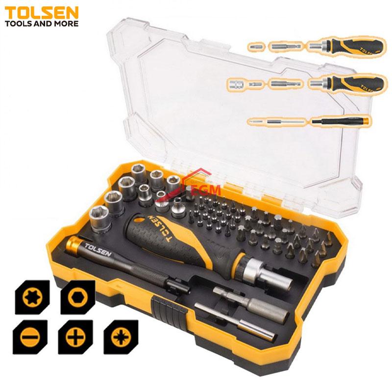 COFFRE DOUILLE ET EMBOUT TOURNEVIS CR-V 1/4" 56PCS TOLSEN