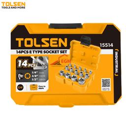 COFFRE CLE DOUILLE FEMELLE TORX E4-E24 1/4"-3/8"-1/2" CR-V 14PCS TOLSEN - Image 2