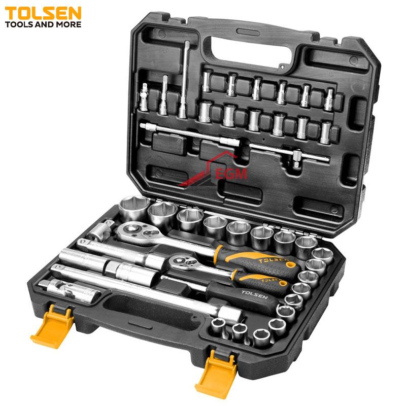 COFFRE CLE DOUILLE 1/2" ET 1/4" CR-V 10-32 45 PCS TOLSEN