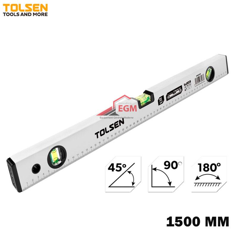 NIVEAU D'EAU EN ALUMINUM 45°/90°/180° 1500MM TOLSEN