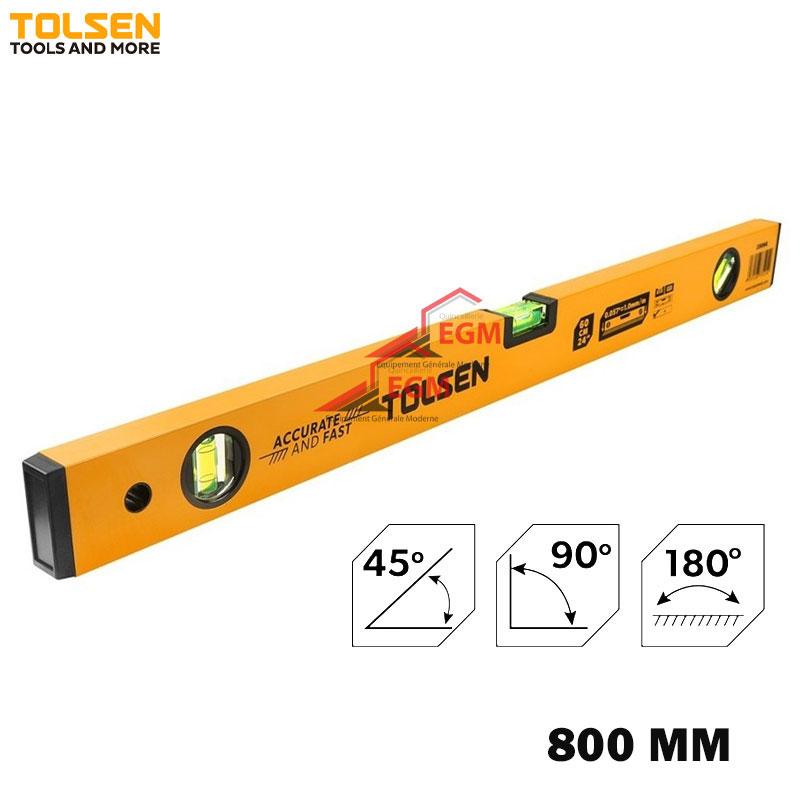 NIVEAU D'EAU EN ALUMINUM FRAME 45°/90°/180° 800MM TOLSEN