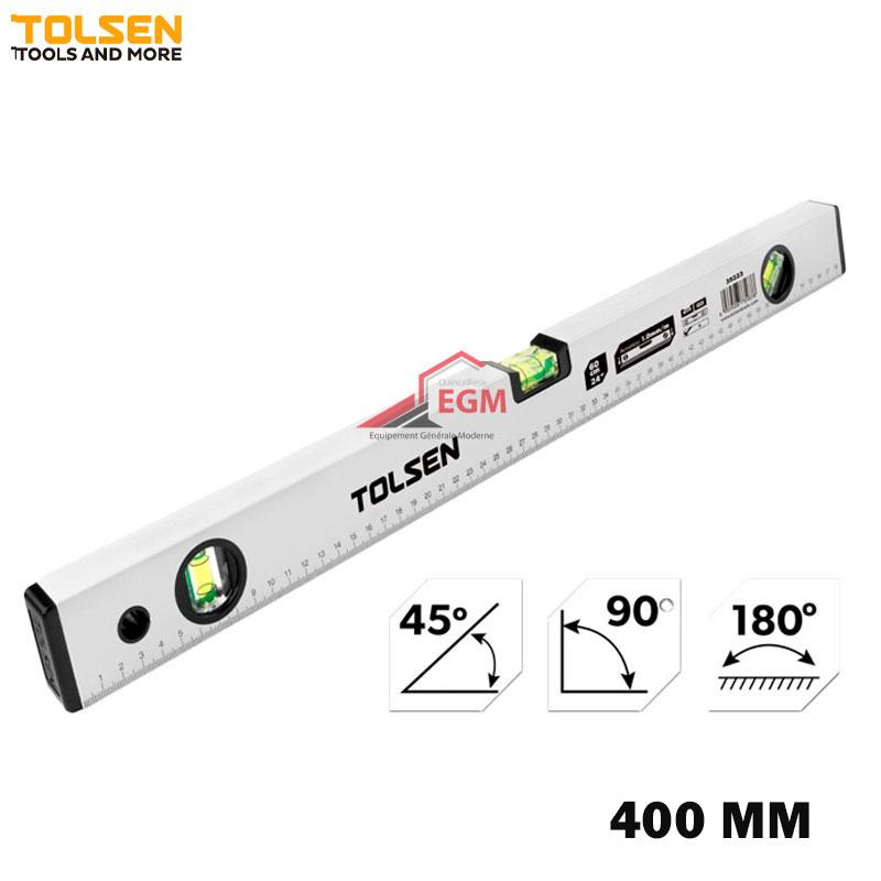 NIVEAU D'EAU EN ALUM FRAME 45°/90°/180° 400MM TOLSEN