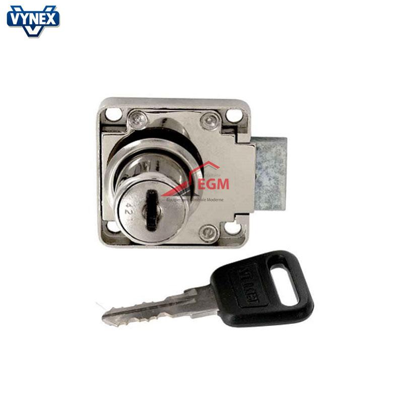 SERRURE TIROIRE BLOCUS EN ACIER NICKELE 24MM GAUCHE VYNEX