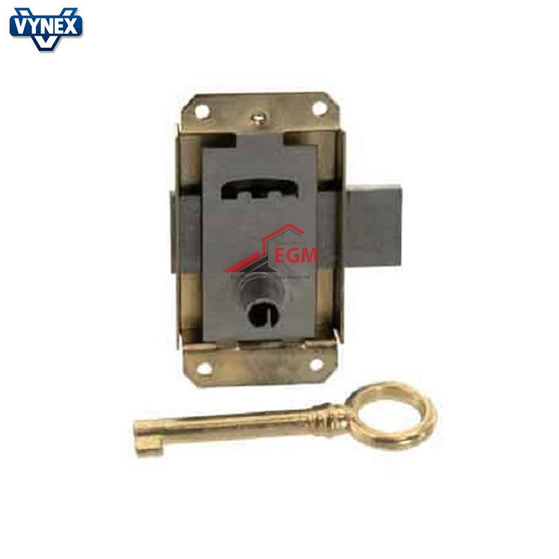 SERRURE DE PLACARD UNIVERSELLE A PATTES 25MM EN ACIER LAITONNE VYNEX