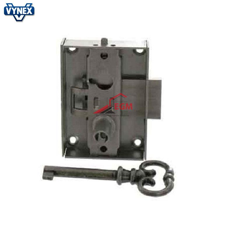 SERRURE DE PLACARD EN APPLIQUE 25MM CLE DROITE EN ACIER NOIR POLI VYNEX