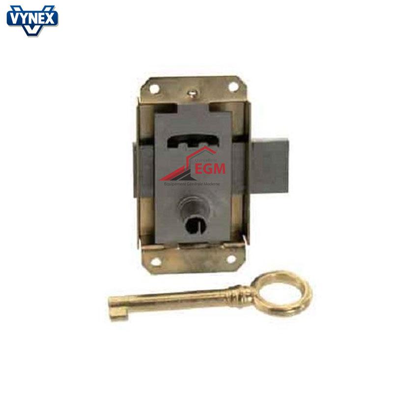 SERRURE DE PLACARD UNIVERSELLE A PATTES 19MM EN ACIER LAITONNE VYNEX