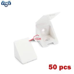 TAQUET EQUERRE HAUT EN PLASTIQUE BLANC 23X23X24MM 50PCS VYNEX - Image 1