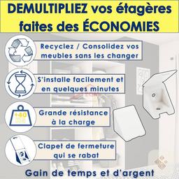 TAQUET EQUERRE HAUT EN PLASTIQUE BLANC 23X23X24MM 50PCS VYNEX - Image 2