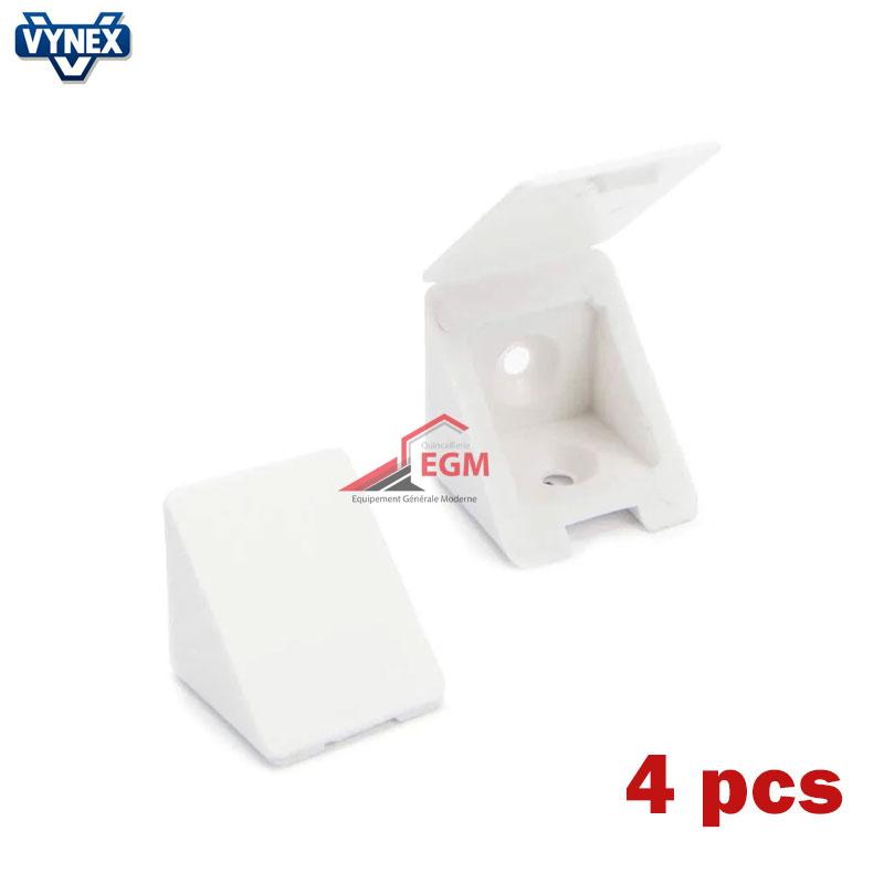 TAQUET EQUERRE HAUT EN PLASTIQUE BLANC 23X24X43MM 4PCS VYNEX