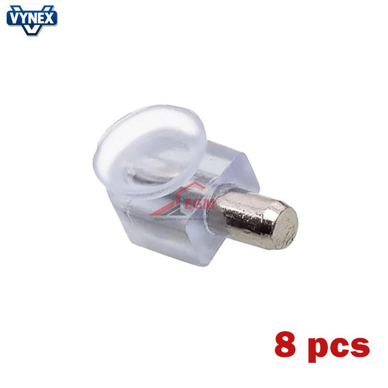 TAQUET A VENTOUSE TRANSP EN ACIER POUR ETAGER EN VERRE D5MM 8PCS VYNEX