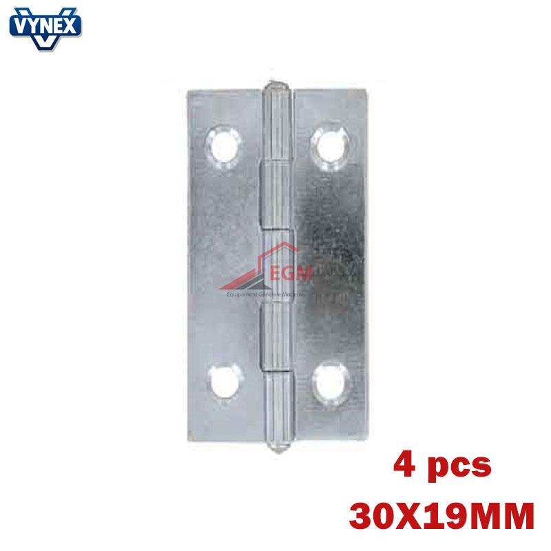CHARNIERE FIXE EN ACIER ZINGUE 30X19MM 4PCS VYNEX