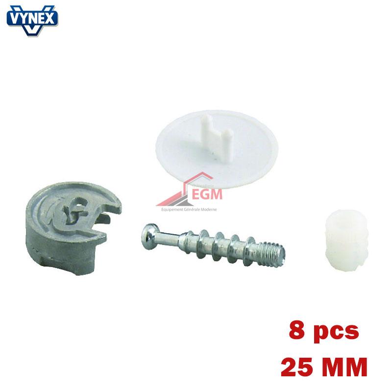 FERRURE D'ASSEMBLAGE AVEC CACHE EN ACIER/PLASTIQUE 25MM 8PCS VYNEX