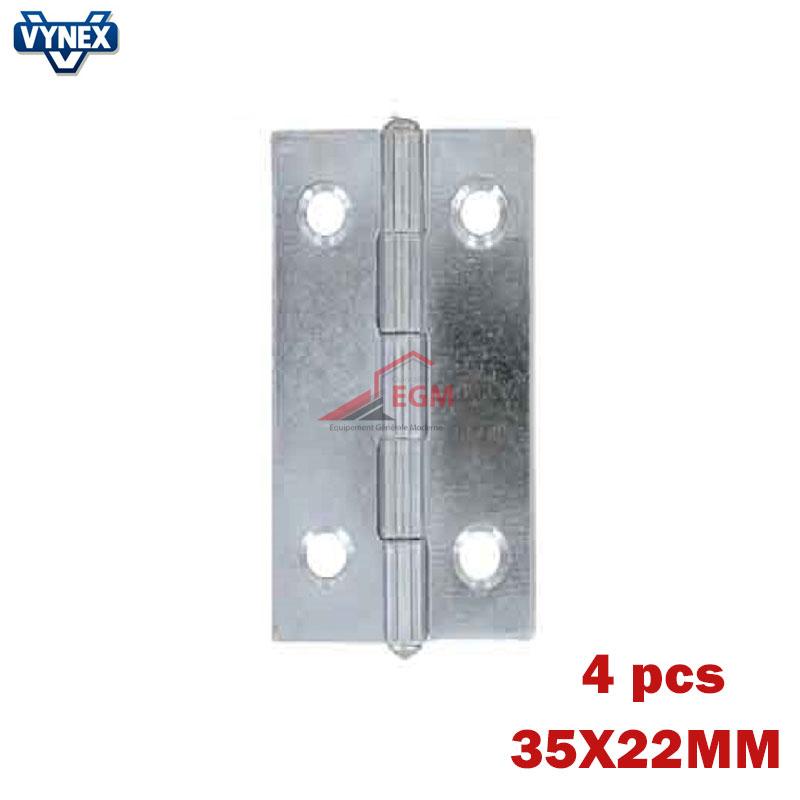 CHARNIERE FIXE EN ACIER ZINGUE 35X22MM 4PCS VYNEX
