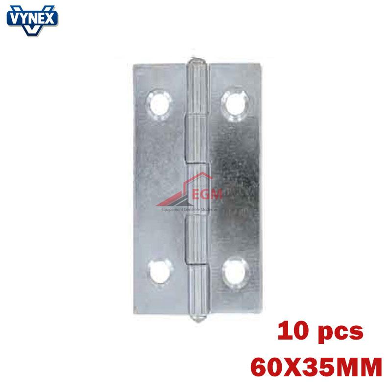 CHARNIERE FIXE EN ACIER ZINGUE 60X35MM 10PCS VYNEX