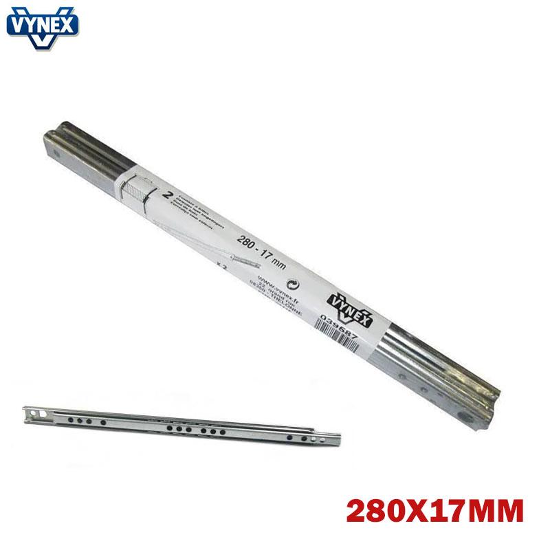 COULISSE DE TIROIR A BILLES FIXATION LATIRAL EN ACIER ZINGUE LONG 280X17MM VYNEX