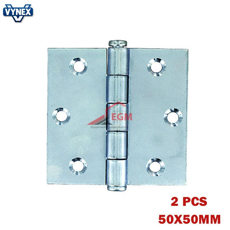 CHARNIERE RENFORCEE EN ACIER ZINGUE 50X50MM 2PCS VYNEX