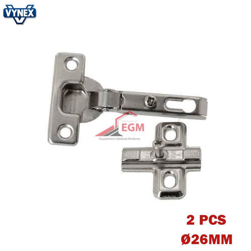 CHARNIERE INVISIBLE A RESSORT D26MM OUVER 95° 2PCS VYNEX