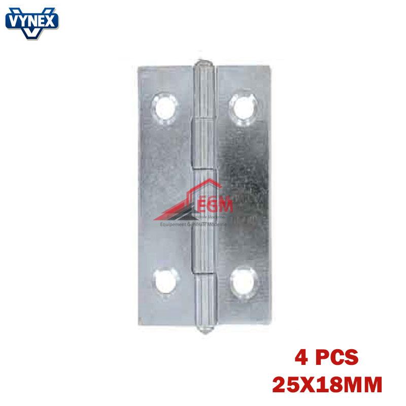 CHARNIERE FIXE EN ACIER ZINGUE 25X18MM 4PCS VYNEX