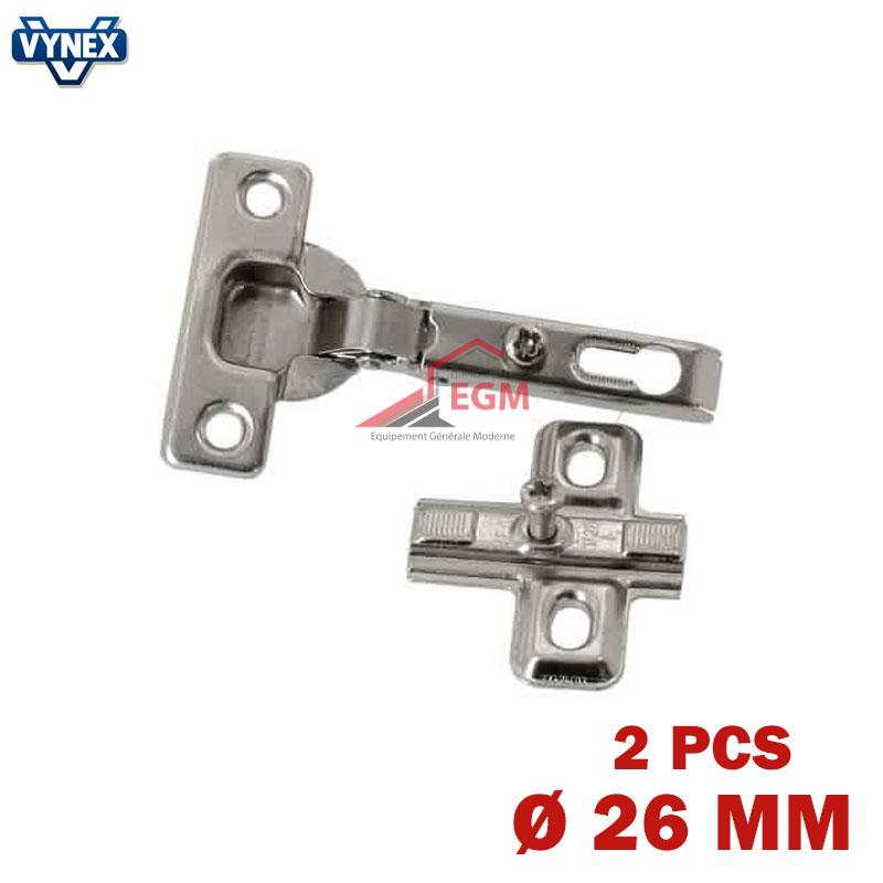CHARNIERE INVISIBLE A RESSORT D26MM OUVRE 95° 2PCS VYNEX