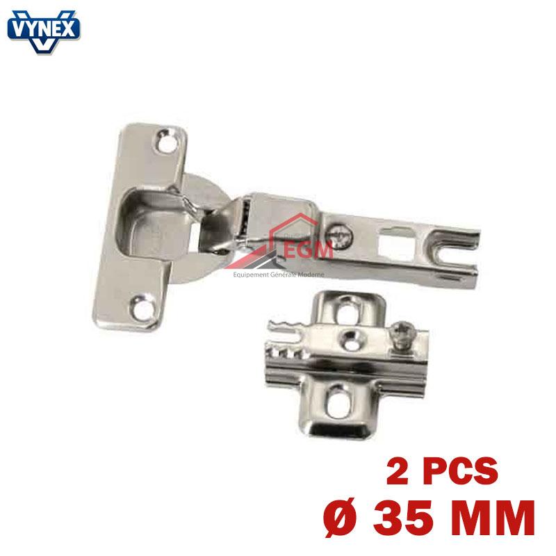 CHARNIERE INVISIBLE A RESSORT D35MM OUVRE 110° 2PCS VYNEX