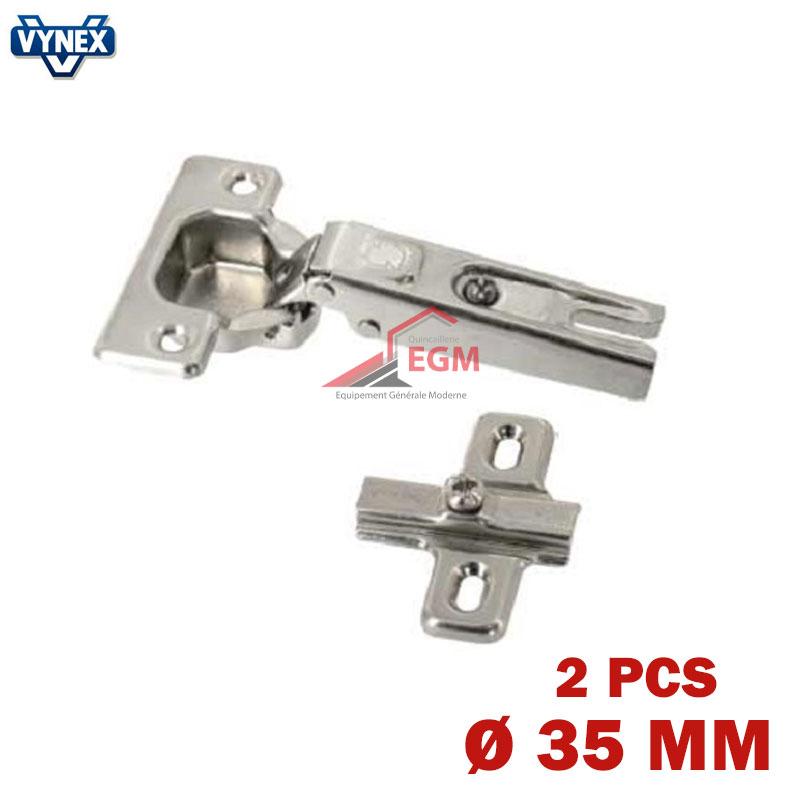 CHARNIERE INVISIBLE A RESSORT D35MM OUVRE 95° 2PCS VYNEX