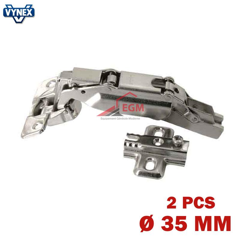 CHARNIERE INVISIBLE A RESSORT D35MM OUVRE 180° 2PCS VYNEX