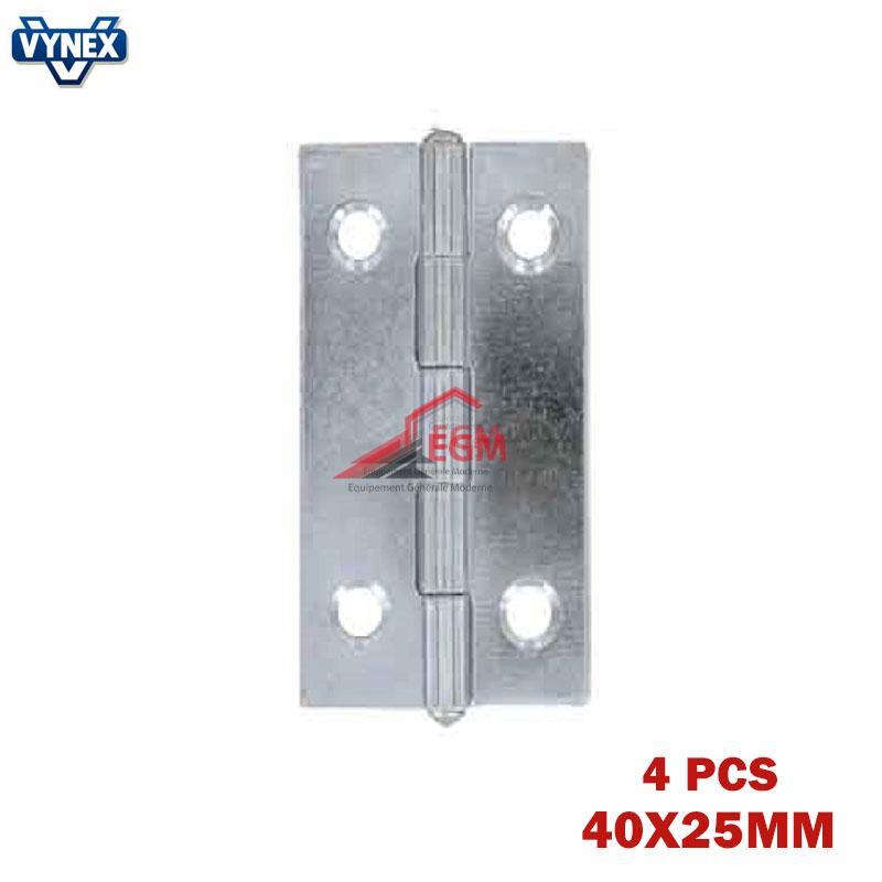 CHARNIERE FIXE EN ACIER ZINGUE 40X25MM 4PCS VYNEX