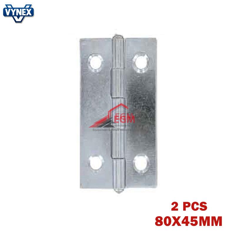 CHARNIERE FIXE EN ACIER ZINGUE 80X45MM 2PCS VYNEX