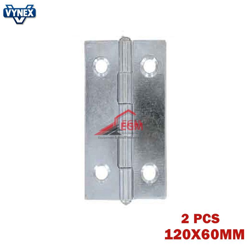 CHARNIERE FIXE EN ACIER ZINGUE 120X60MM 2PCS VYNEX