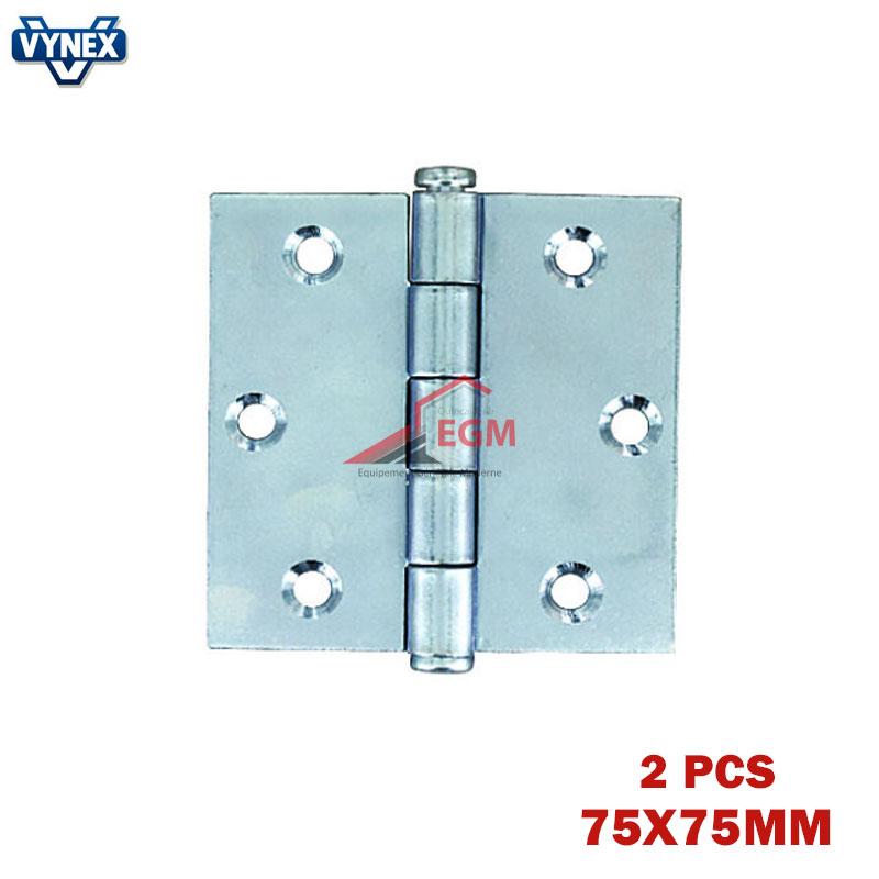 CHARNIERE RENFORCEE EN ACIER ZINGUE 75X75MM 2PCS VYNEX
