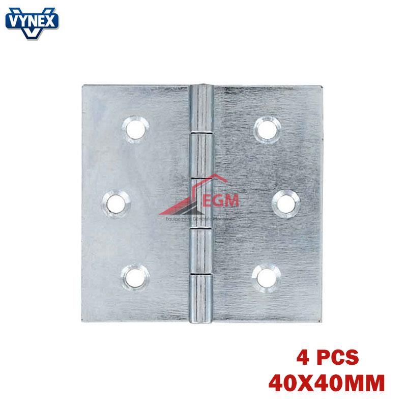 CHARNIERE FIXE EN ACIER ZINGUE 40X40MM 4PCS VYNEX