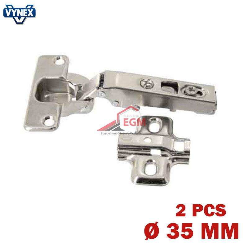 CHARNIERE INVISIBLE A RESSORT D35MM A CLIP OUVRE 110° 2PCS VYNEX
