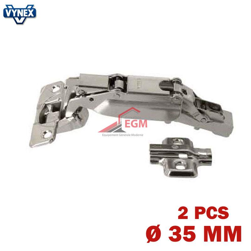 CHARNIERE INVISIBLE A RESSORT D35MM A CLIP OUVRE 180° 2PCS VYNEX